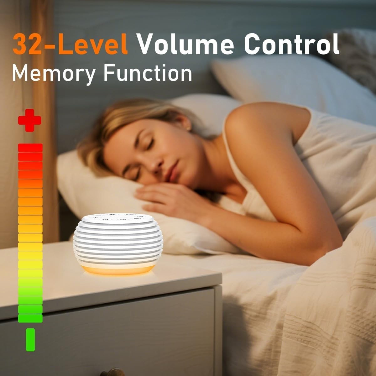 White Noise Sleep Machine with 30 Sounds, Night Light & Rechargeable