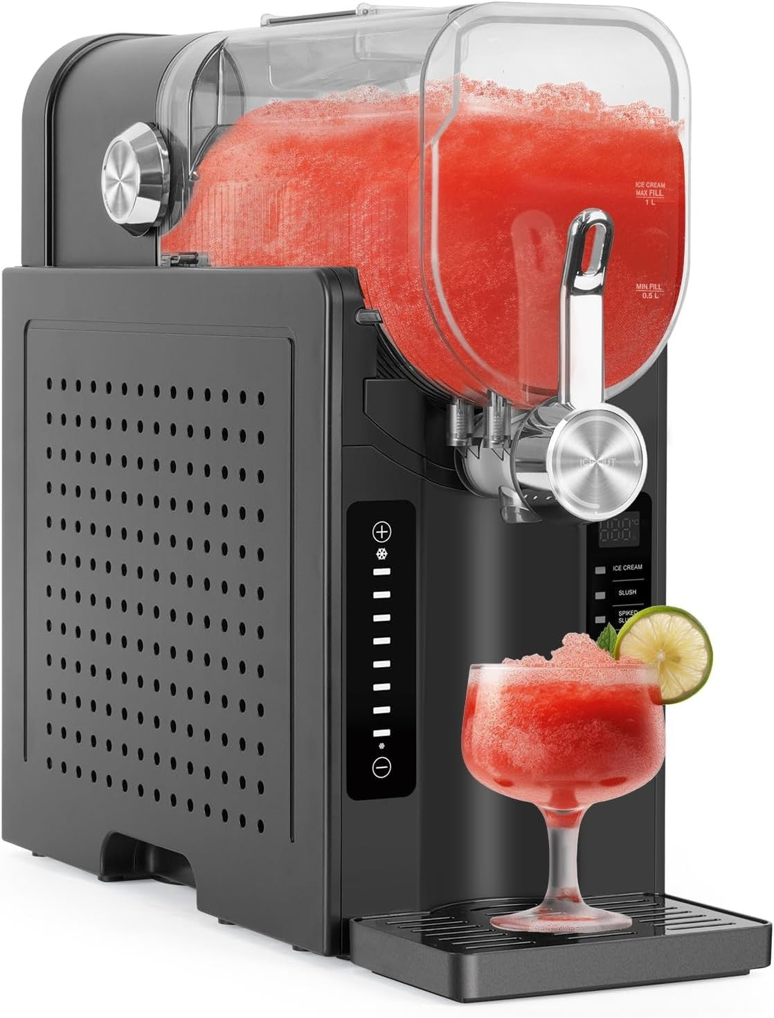 2.6L Slush Machine No Ice Frozen Drink Maker LED Display Self Cleaning