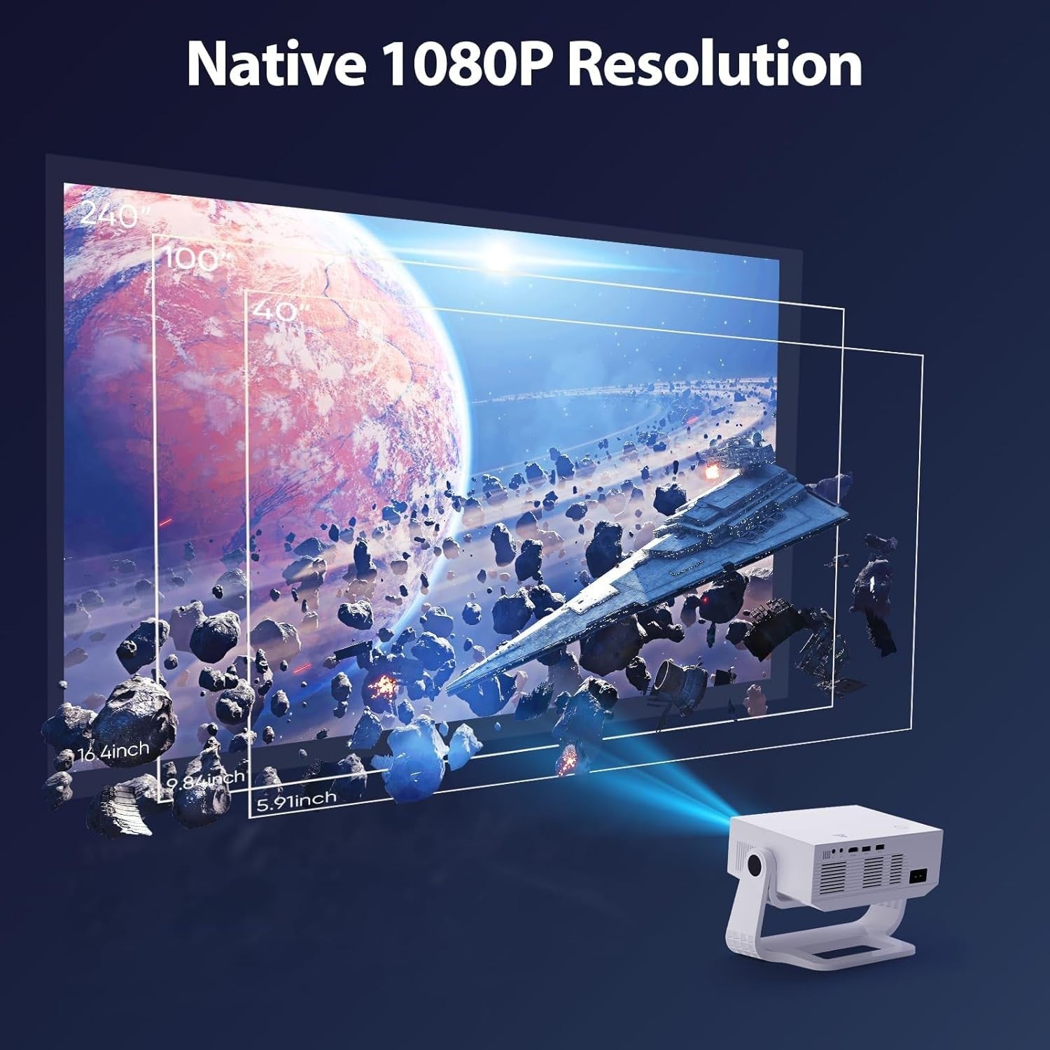 4K Smart Projector 32000 Lumens WiFi 6 Bluetooth Android 1080P Portable