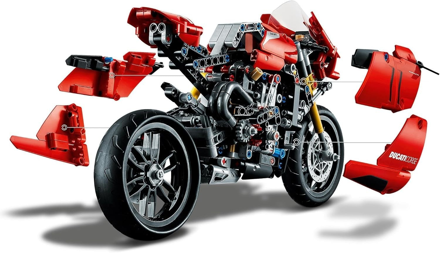 Realistic Motorcycle Building Kit with Gearbox & Suspension – 646 Pieces Set