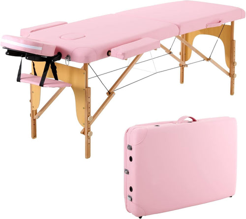 Portable 3 Section Massage Table Folding Adjustable Therapy Bed With Carry Bag