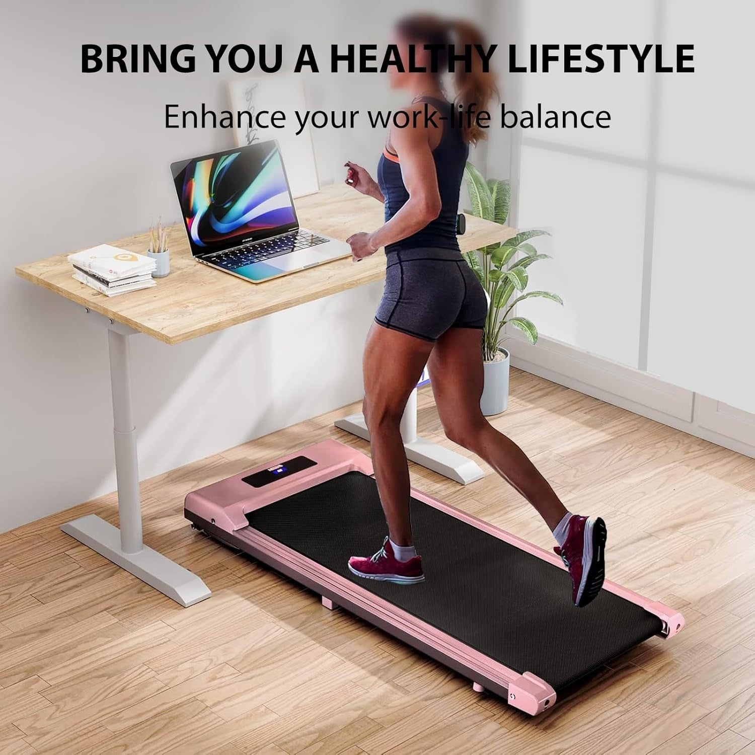 Under Desk Treadmill 0-6.5% Incline Walking Running Machine w/ Bluetooth