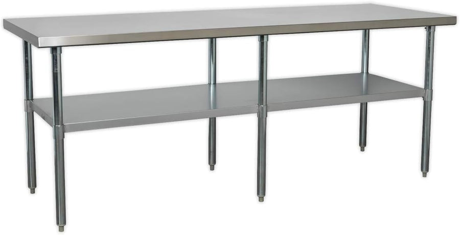 Stainless Steel Workbench 2.1m Adjustable Shelf 170kg Capacity Heavy Duty