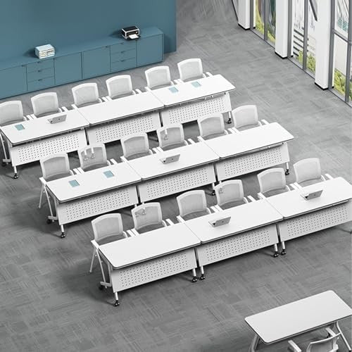 Rolling Flip-Top Conference Table 55" – Folding Desk w/ Wheels & Privacy Panel