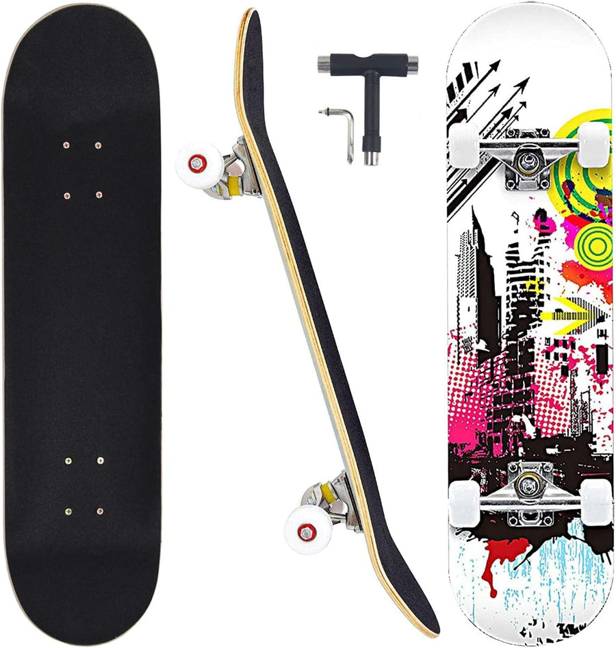 31 Inch Complete Trendy Skateboard Maple Wood Double Kick Sport Design
