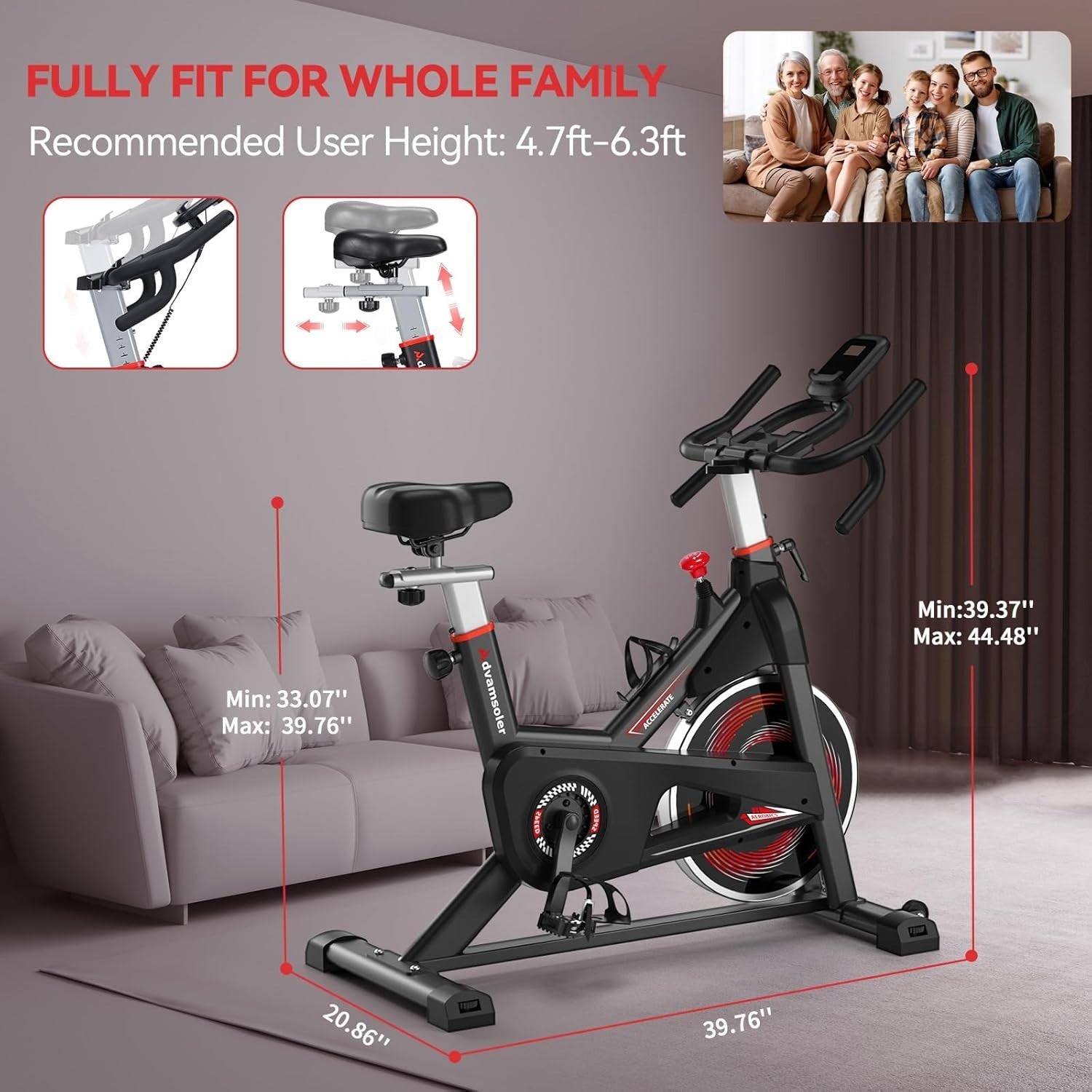 Quiet Spin Bike w/ Curved Handlebar, LCD Monitor, Tablet Holder