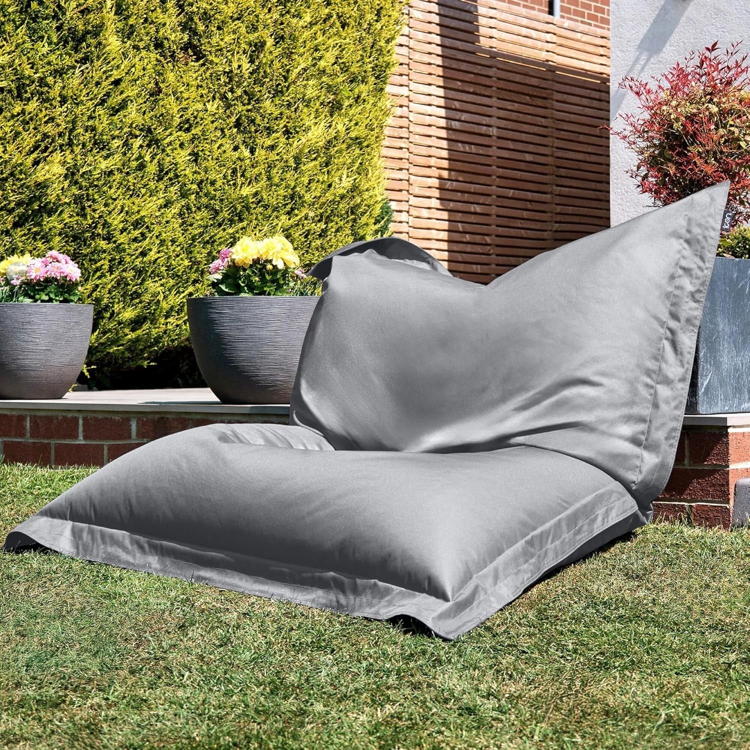 XXL Grey Outdoor Bean Bag Chair Waterproof Floor Lounger Seat 180x140cm
