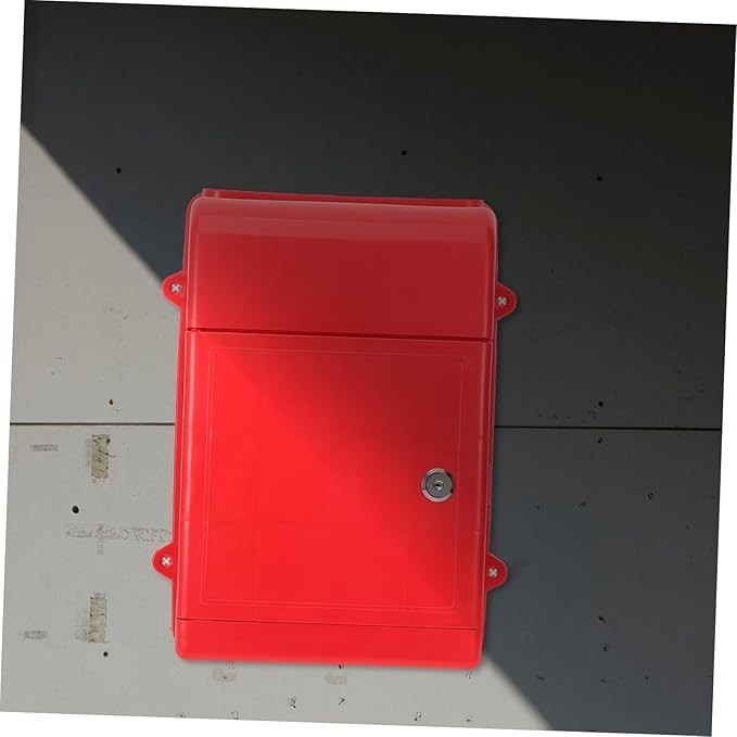 Lockable Wall Mount Mailbox Red – Secure Outdoor Post Box Polypropylene Bin