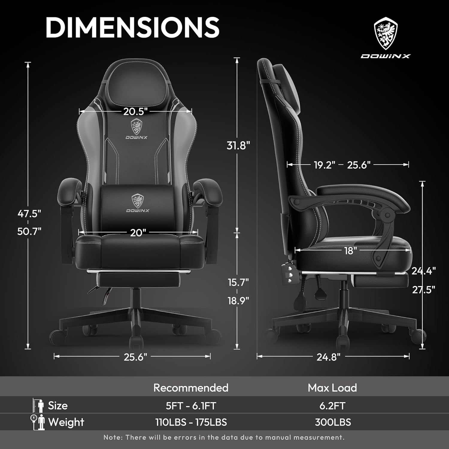 200kg Heavy Duty Gaming Chair Grey w/ Footrest Massage Support