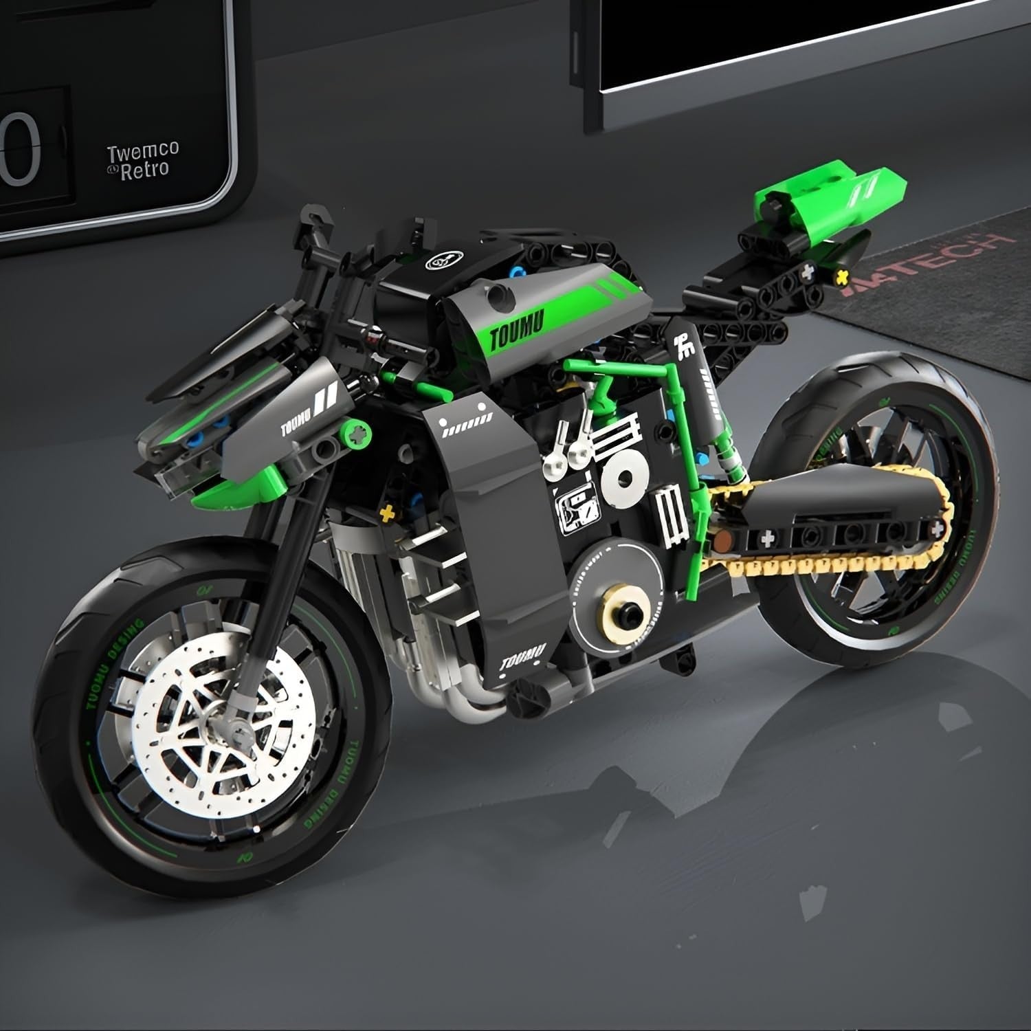 460-Piece Motorcycle Building Kit with Full-Color Instructions & Display