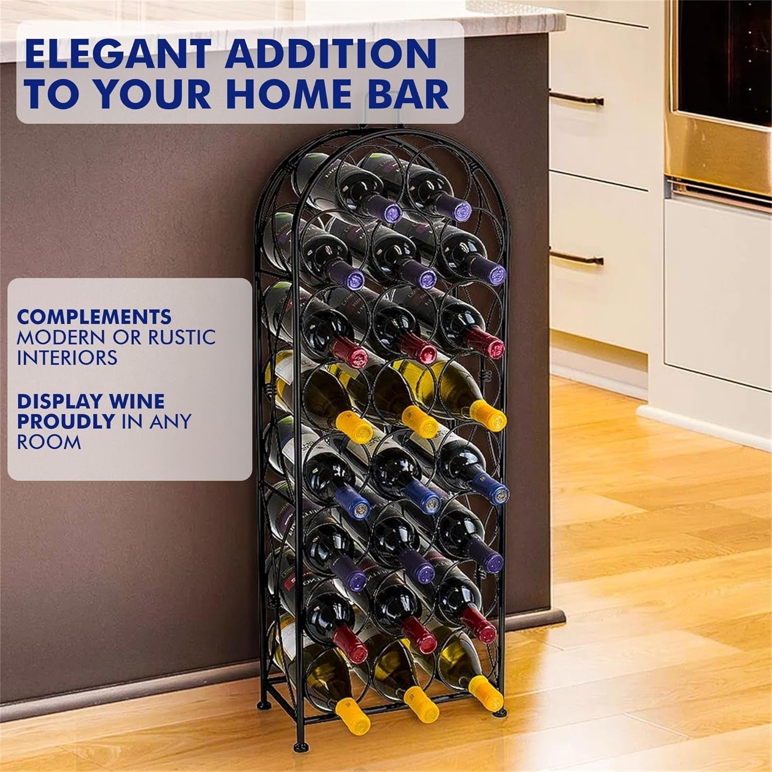 23 Bottle Wine Rack Free Standing Metal Storage Shelf Tall Slim Floor Display