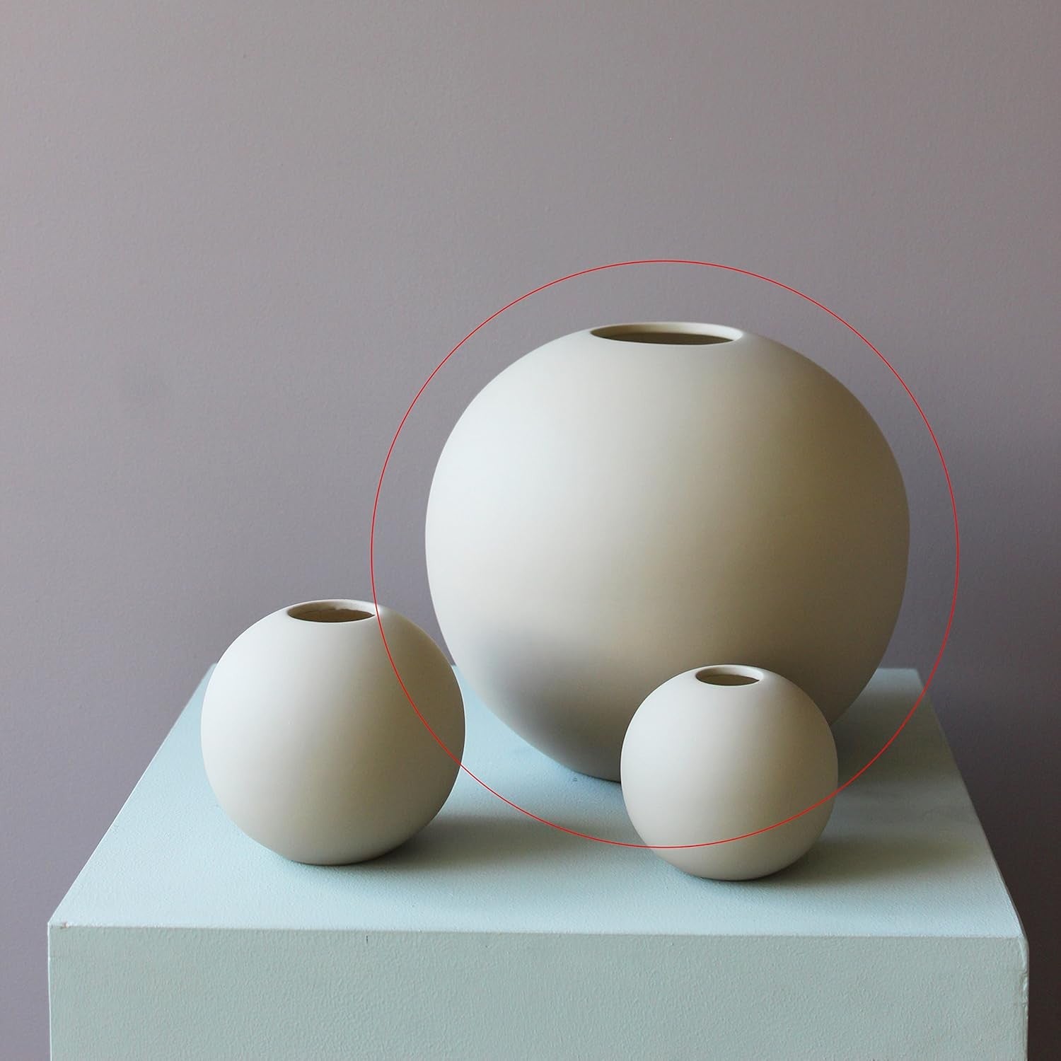 Sand Ceramic Ball Vase 20cm Modern Round Minimal Table Home Decor