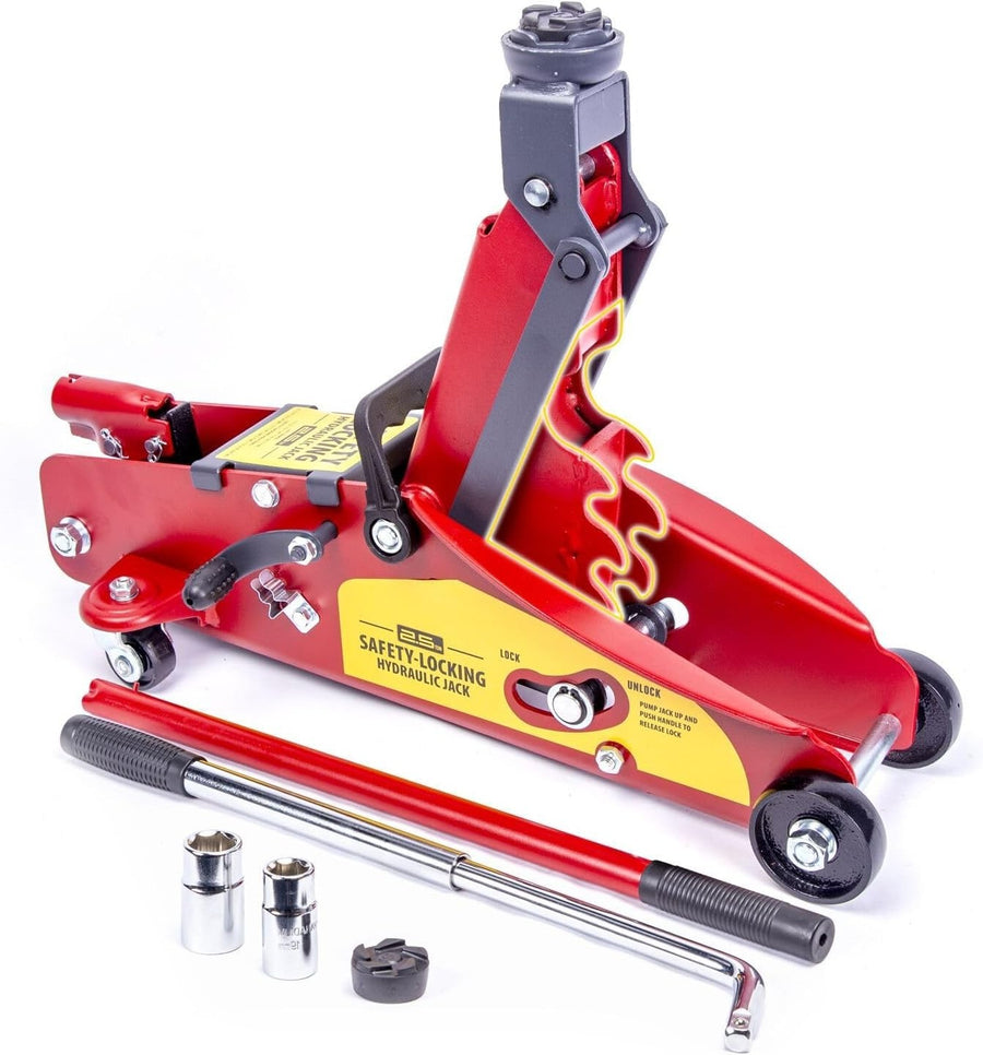 2.5 Ton Hydraulic Trolley Jack 130–390mm w/ Wheel Wrench & Gloves Heavy Duty Kit