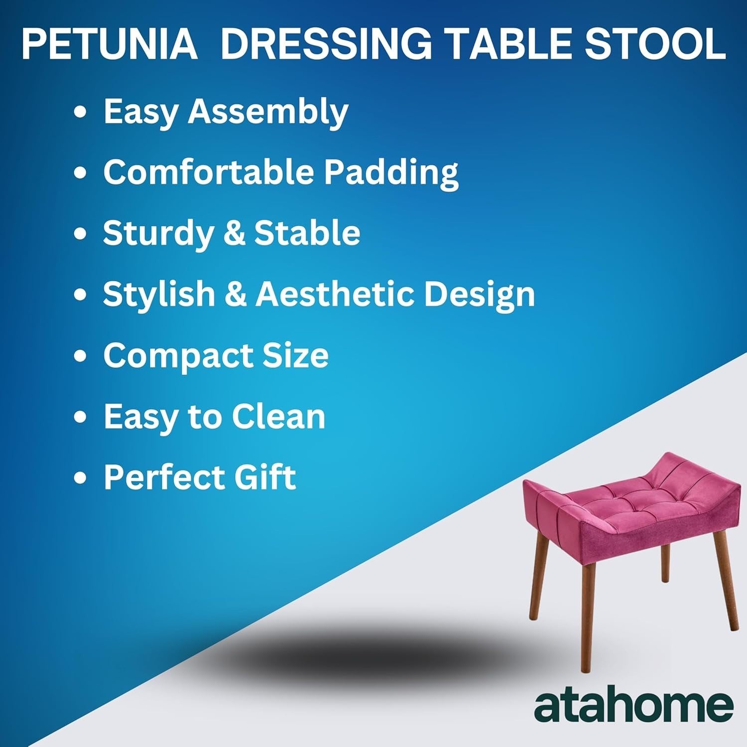 Pink Padded Dressing Table Stool Modern Vanity Makeup Chair Bedroom