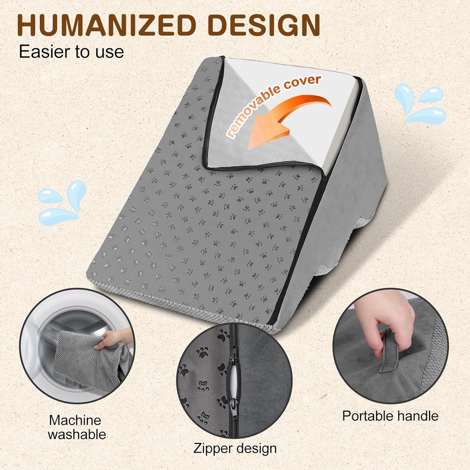 Masthome 3-Step Dog Stairs Bed Ramp Small Pets Non-Slip Foam