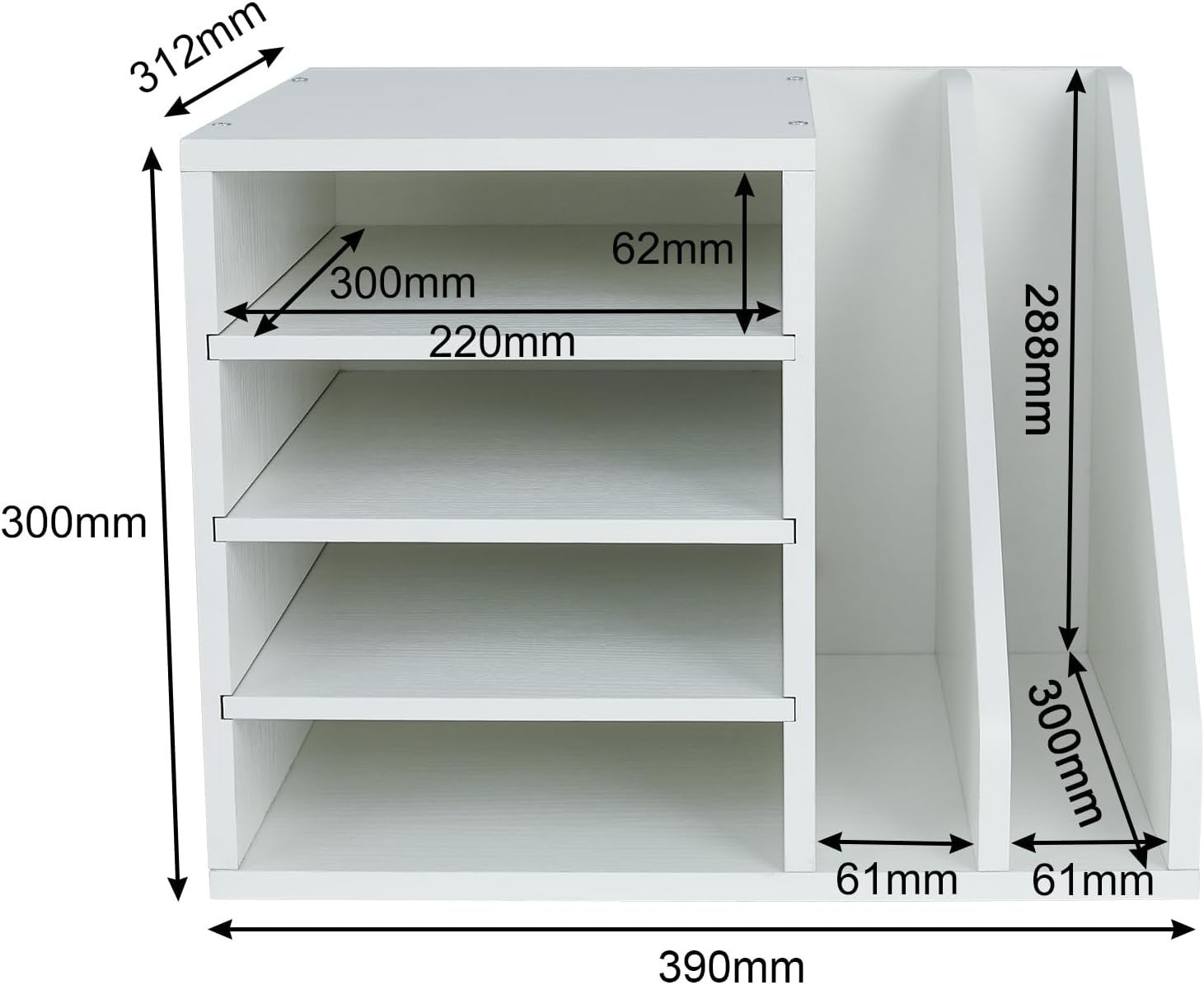 Wooden A4 Desk Tray File Holder Paper Organiser Magazine Rack White