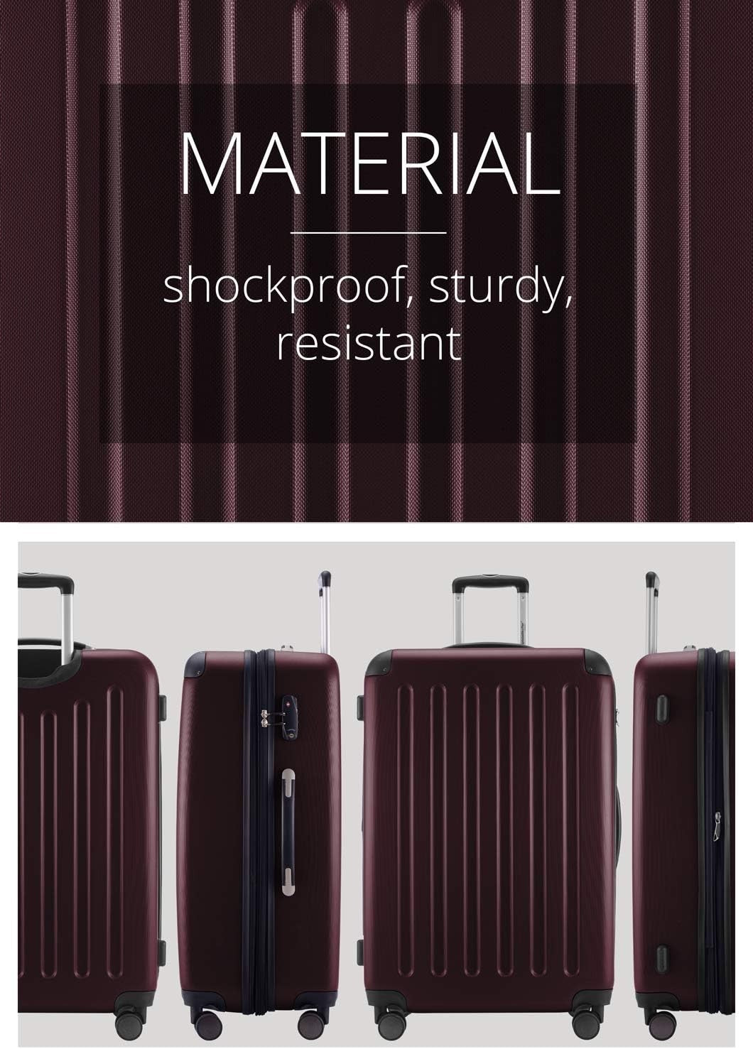 Expandable 55cm Carry On Suitcase PC ABS Hard Shell Spinner TSA Cabin Bag