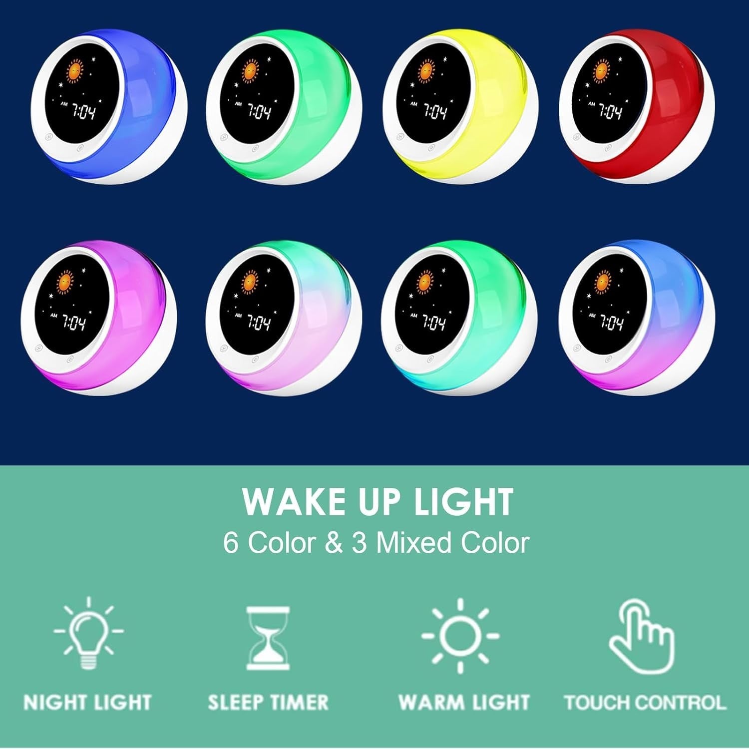 Kids Alarm Clock with Sleep Trainer, Night Light & Soothing Sounds – Wake Up