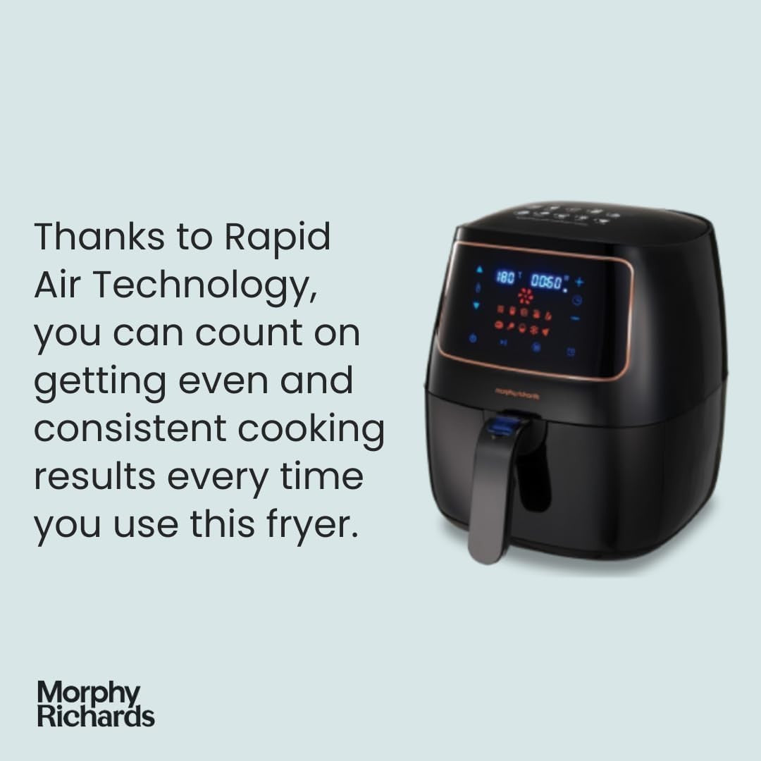 3L Digital Health Fryer Rapid Air Tech 12 Presets Fry Bake Roast Grill Rose Gold