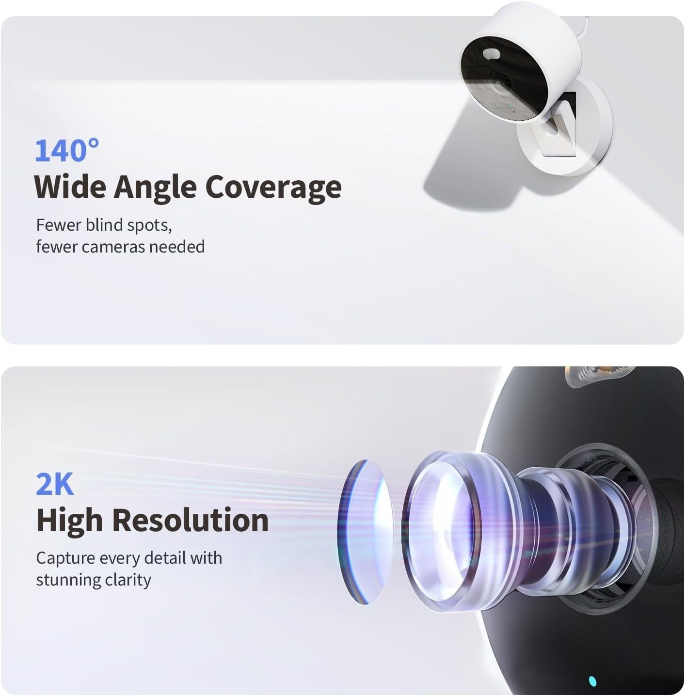 2K Indoor Outdoor Security Camera WiFi 6 AI Detection Night Vision