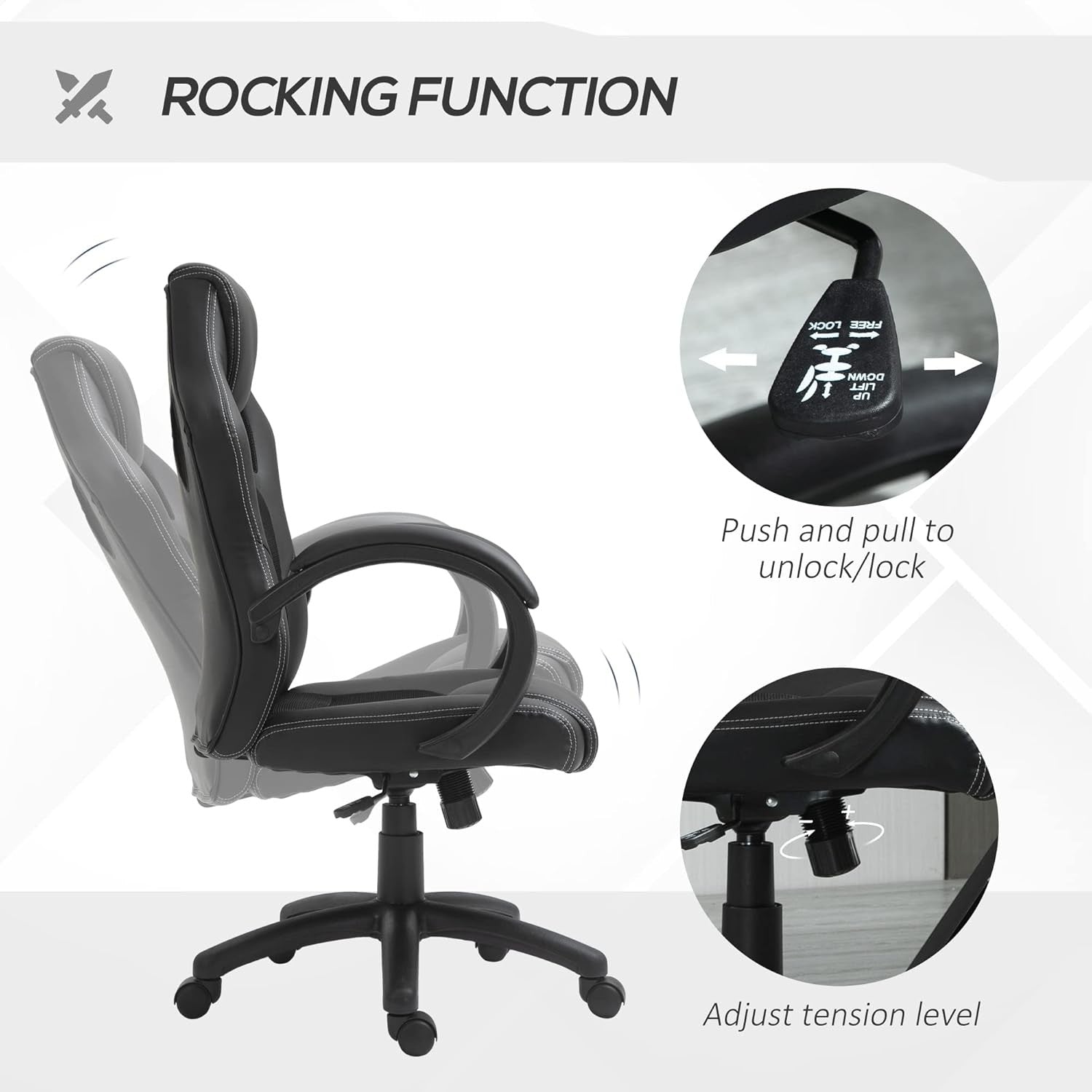 Gaming Chair Racing Style Swivel Faux Leather Desk