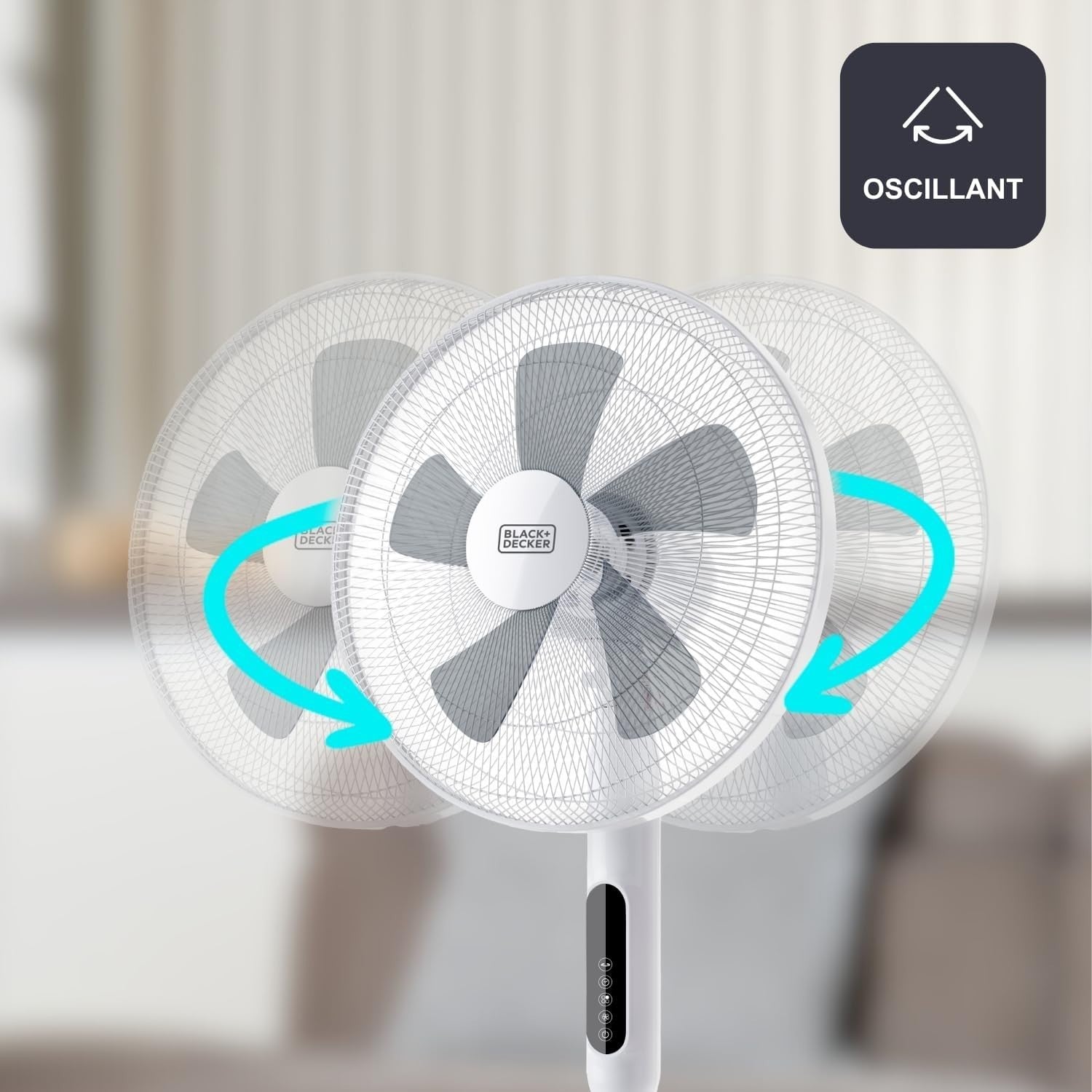 Adjustable Standing Fan – 110–135cm Height 3-Speed Remote w/ Timer Quiet 50W Air