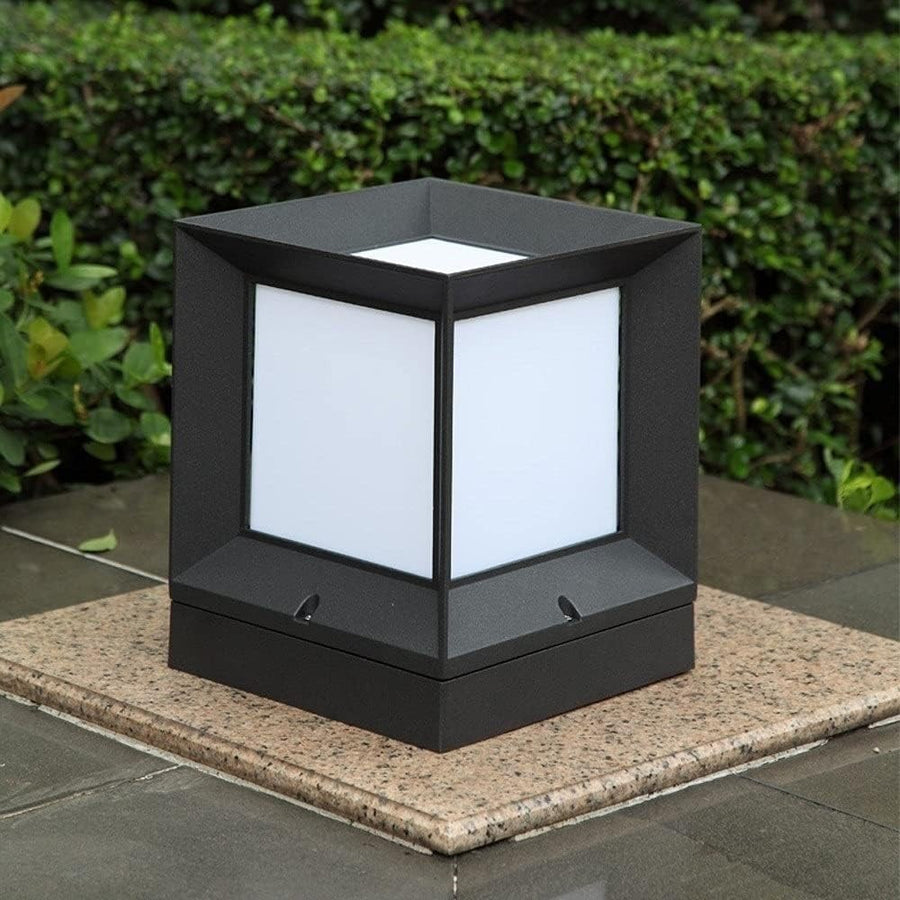 Outdoor Square Pillar Light Modern Black Aluminum Post Lantern Waterproof