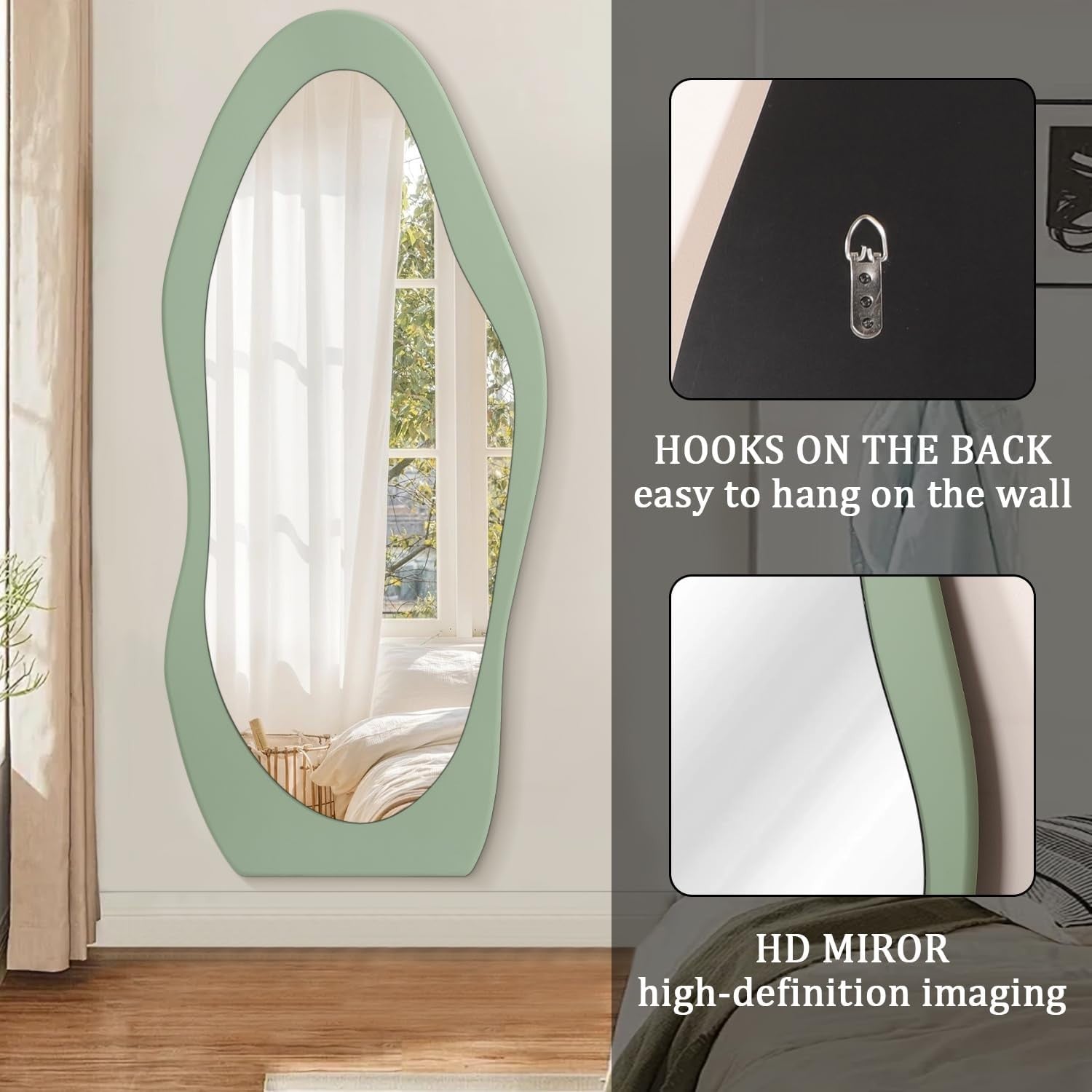 Oversize Full Length Oval Wood Frame Mirror 150x60cm - Wall or Floor