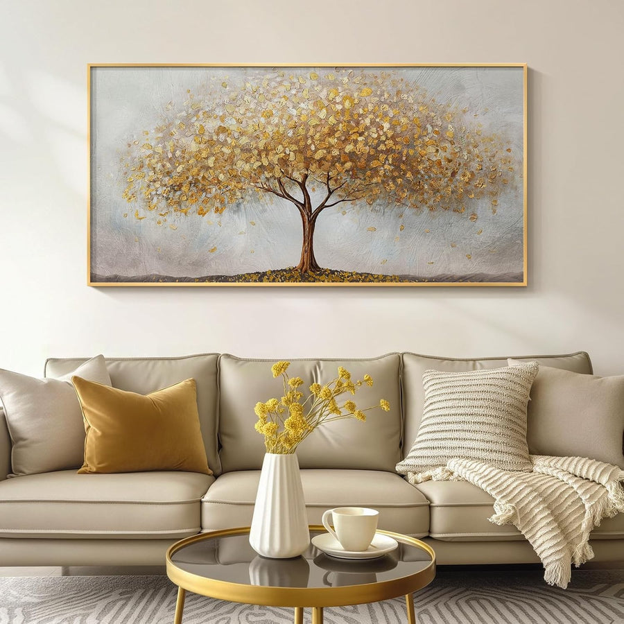 Large Gold Tree of Life Framed Wall Art Luxury Living Room