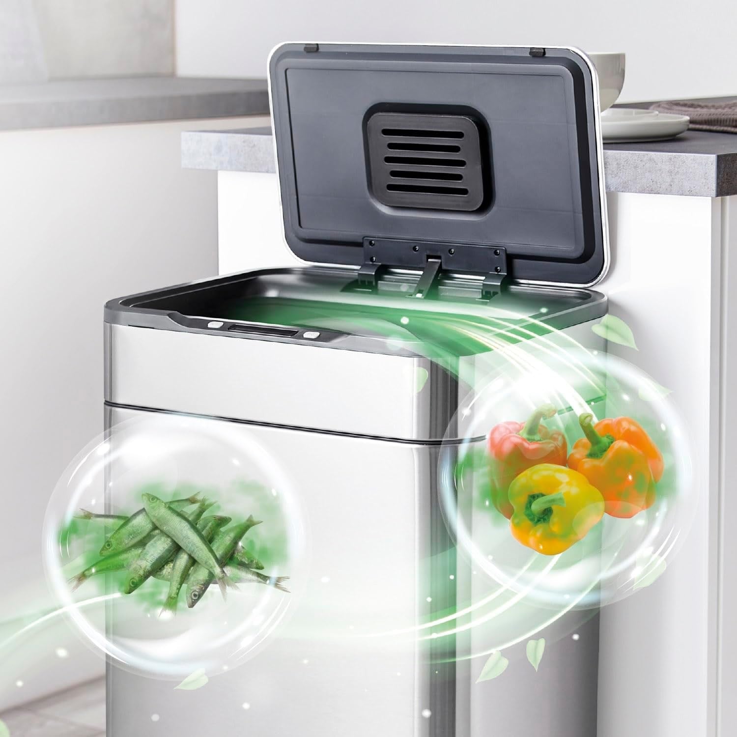 65L Touchless Kitchen Bin | Automatic Sensor Trash Can Stainless Steel