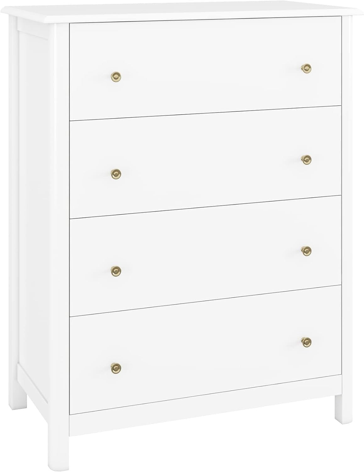 White Chest of Drawers 4 Drawer Wooden Storage Unit for Bedroom Hallway