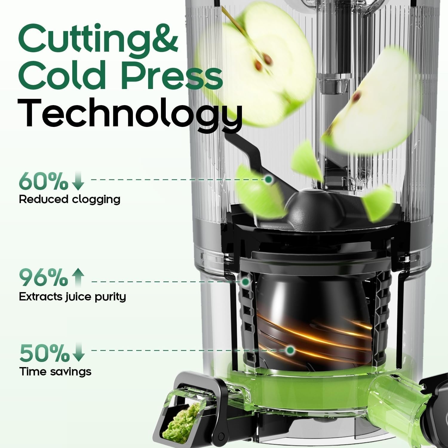 Cold Press Juicer 150mm Wide Feed Opening 3 in 1 Brushless Motor