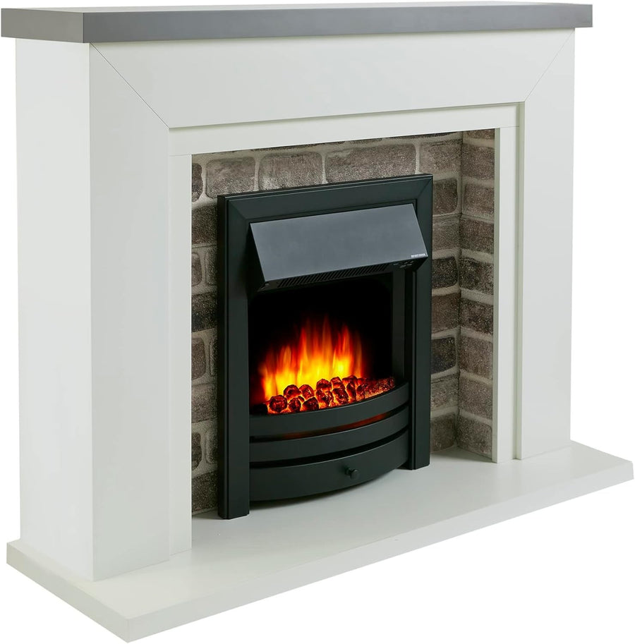 48” Programmable Electric Fireplace Remote Control 1.2kW Off-White Mantel