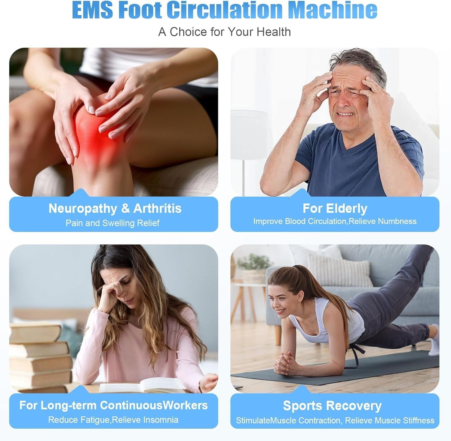 Cordless Foot Massager TENS EMS Blood Circulation Pain Relief Large