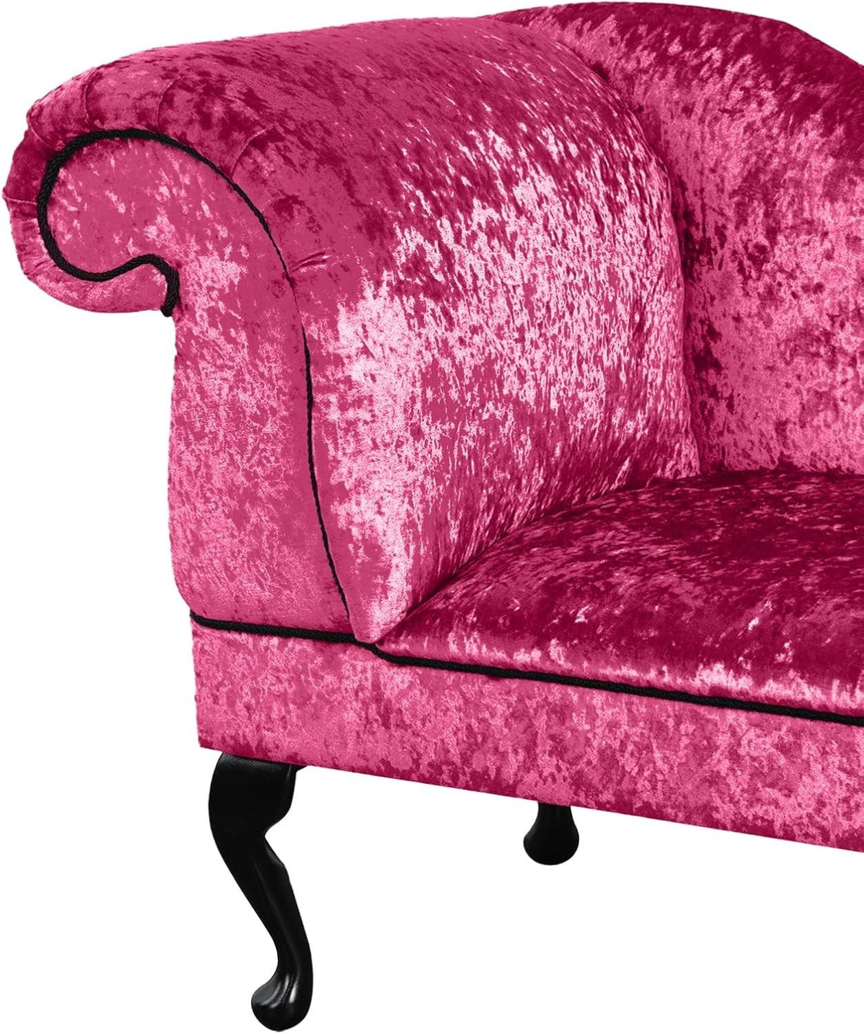 Shimmer Velvet Chaise Lounge Sofa Boysenberry Pink – Left Hand, UK Handmade