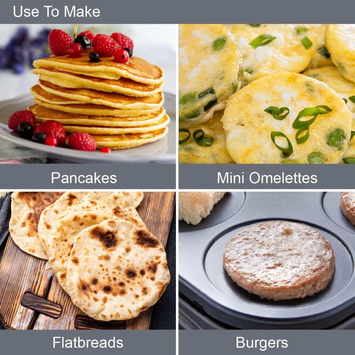 6-Mould Electric Pancake & Mini Grill 1000W Non-Stick with Tools