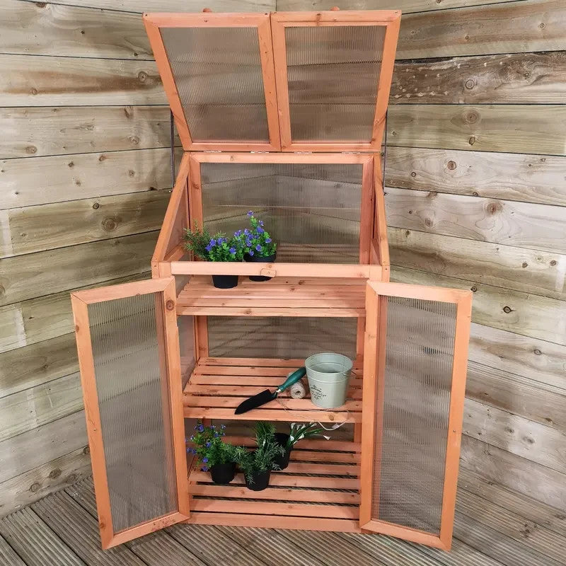 Wooden Mini Greenhouse Cold Frame – H120×W69×D49cm Garden Patio Growhouse