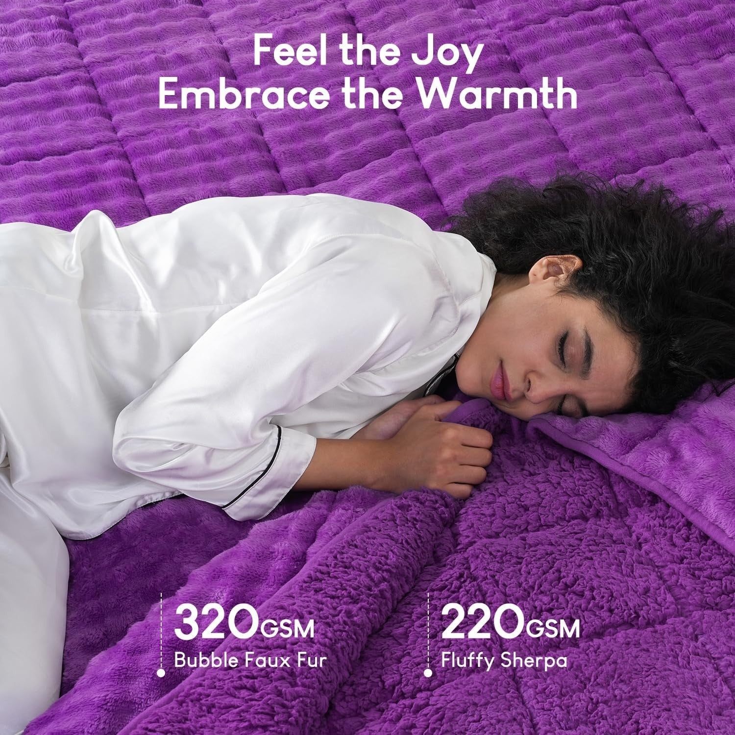 Weighted Blanket 20lb Faux Fur Sherpa Cozy Adult SleepAid 60x80 Purple
