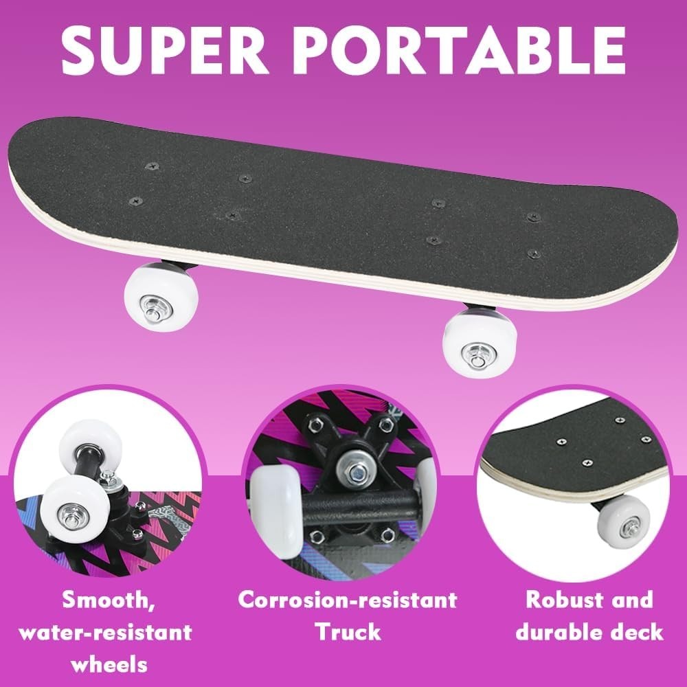 Kids Mini Skateboard Beginner 43cm Lightweight Grip Deck PU Wheels Toy Board