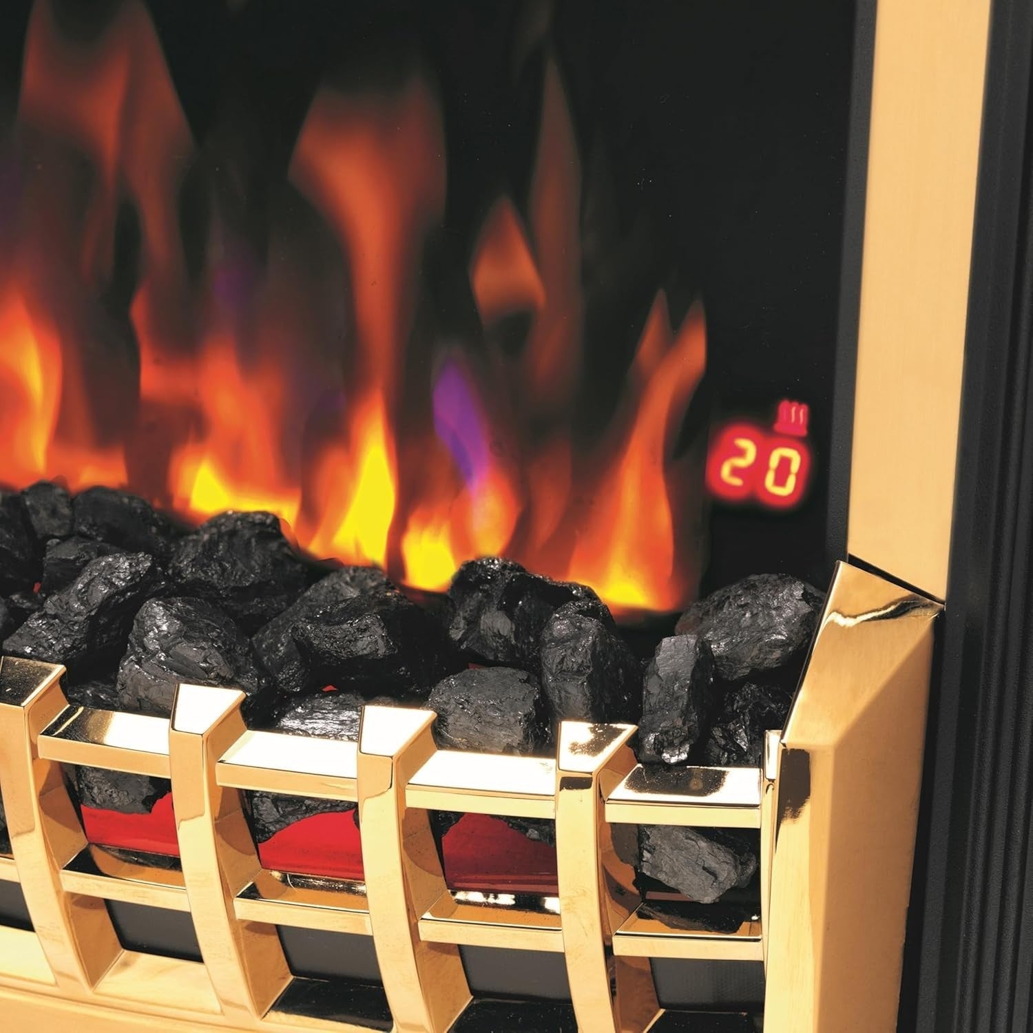 Freestanding Electric Fireplace with LED Flame Effect & Adjustable 2kW Heater
