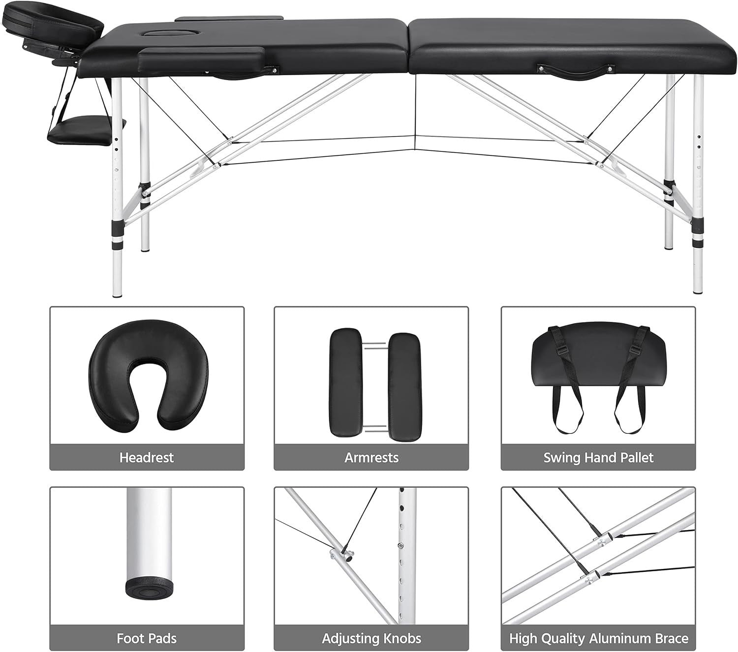 60cm Portable Massage Table | Foldable Lash Beauty Bed Lightweight Aluminium