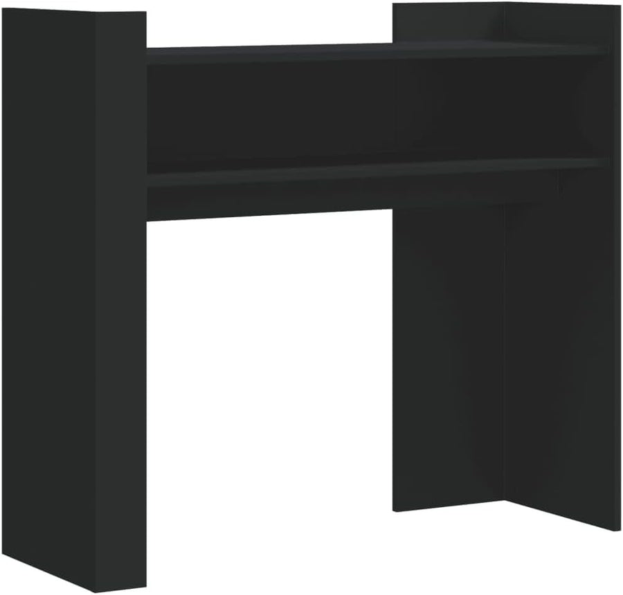 Black Console Table with Shelves, 100x35x90cm, Durable Engineered Wood