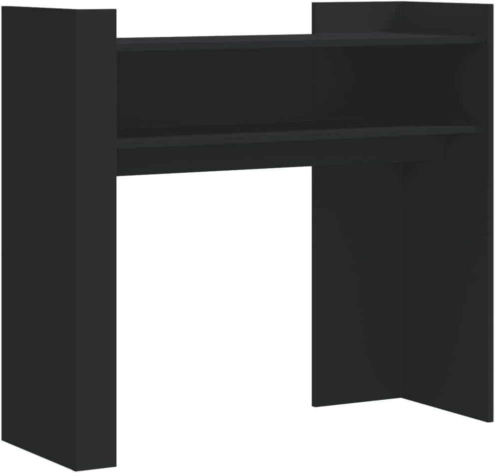 Black Console Table with Shelves, 100x35x90cm, Durable Engineered Wood