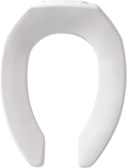 White Elongated Open Front Toilet Seat STA-TITE Self-Sustaining Hinges