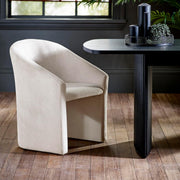 Cream Chenille Tub Dining Chair Upholstered Accent Armchair