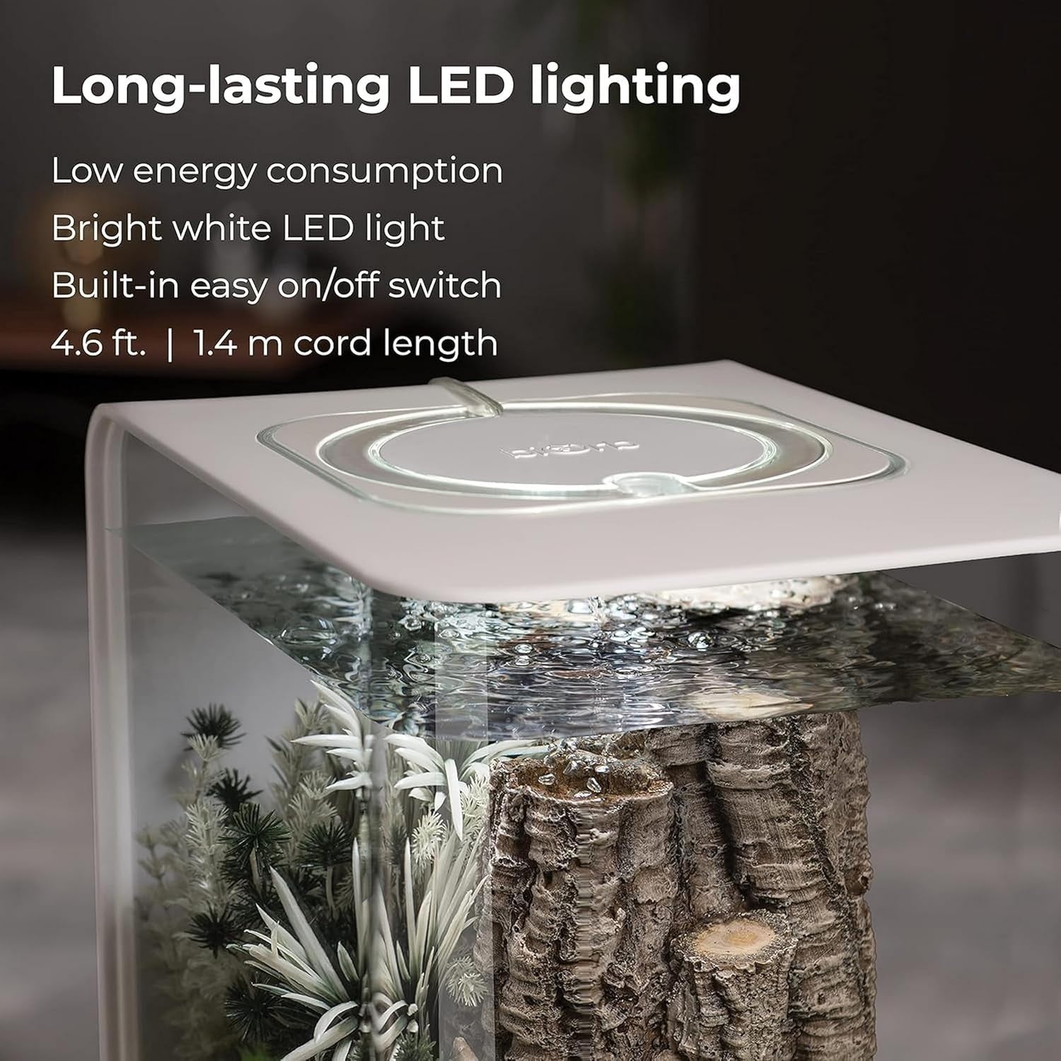 30L Acrylic Aquarium with LED Lights & 5-Step Filtration - Black