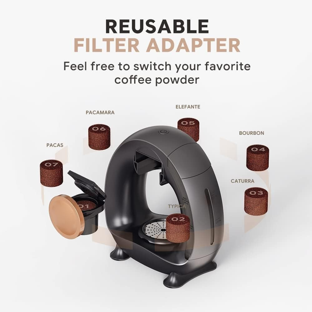 Single Serve Coffee Maker 2-in-1 Mini Brewer for Pods & Ground Coffee, 240ml