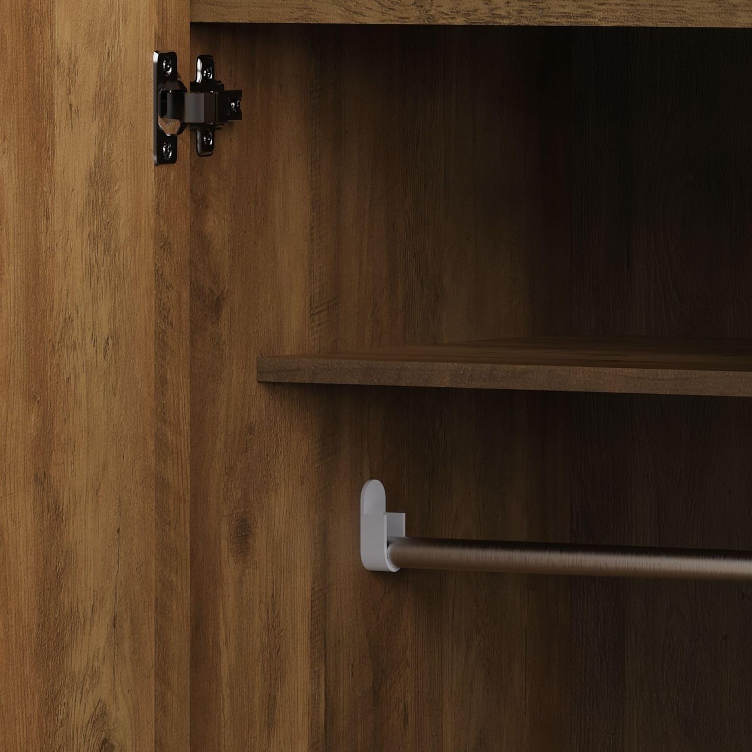 3 Door Oak Wardrobe Hanging Rail Shelves Storage Unit Bedroom Modern