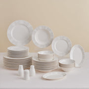 53pc Bone China Dinner Set for 12 White Plates Bowls Elegant Tableware