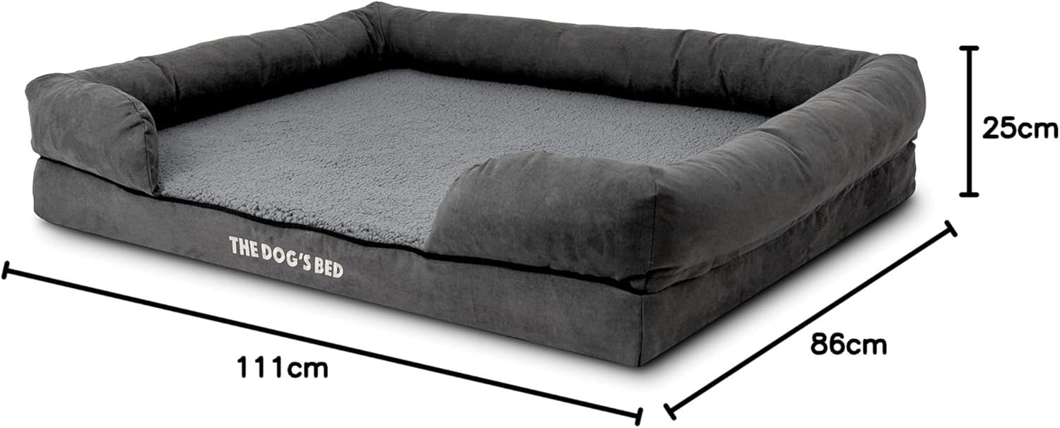 XL Orthopedic Dog Bed Plush Memory Foam 111x86cm Grey